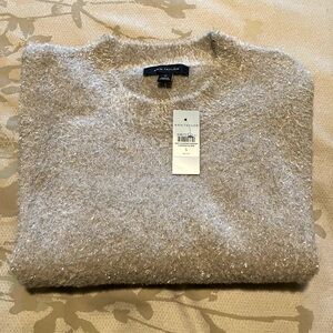 Ann Taylor Gray & Metallic Silver Tinsel Short Sleeve Sweater